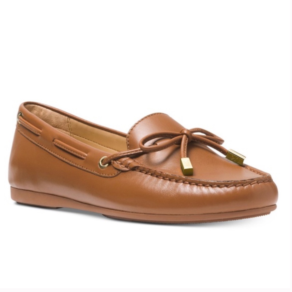 Michael Michael Kors Brown & Gold Sutton Moccasin Flats Shoes Size 10m